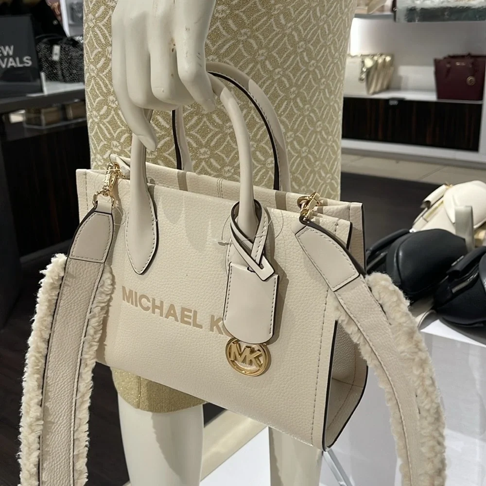 Michael Kors Mirella Small Pebbled Leather Shopper Top Zip Crossbody XBody Bag